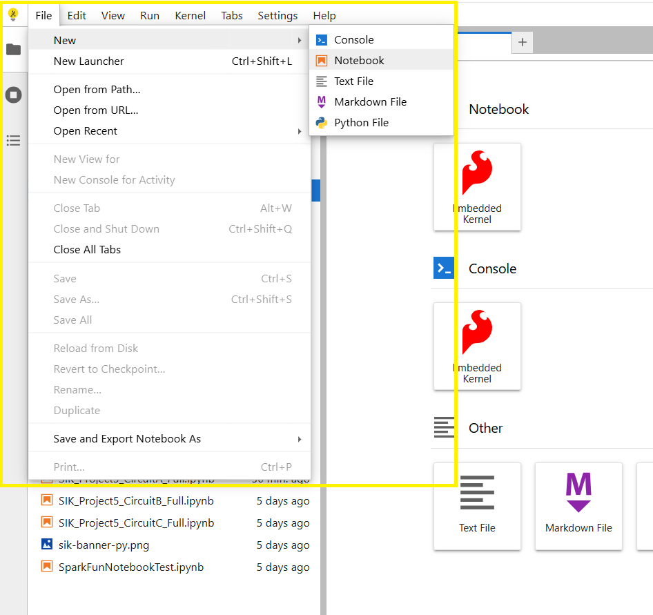 JupyterLite Notebook interface screenshot