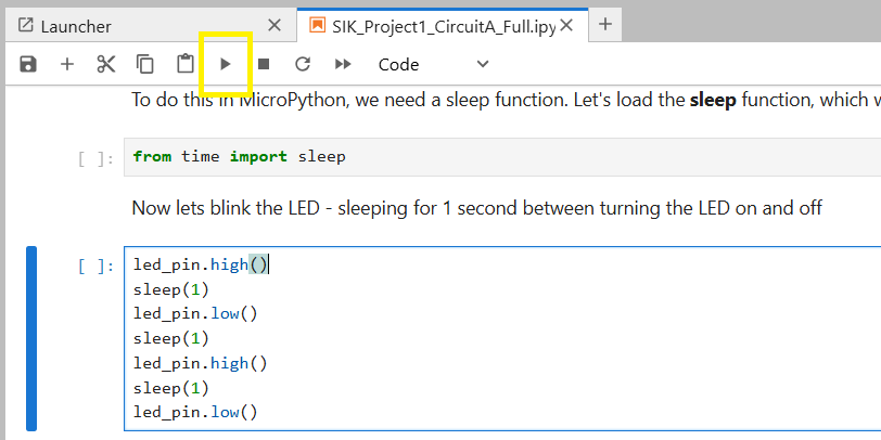 Run button example