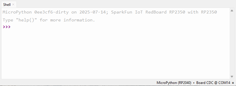 Thonny Shell Connected to MicroPython