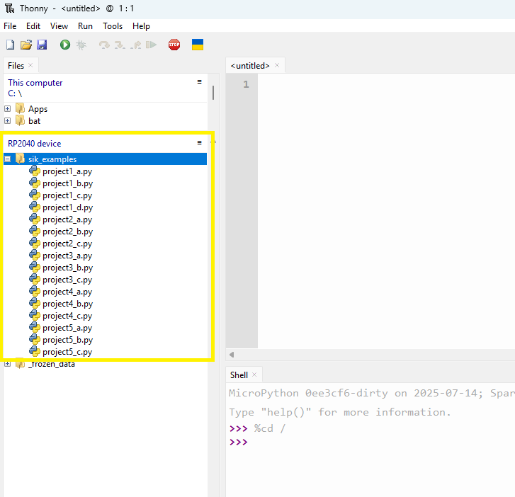 SIK Examples Folder in Thonny