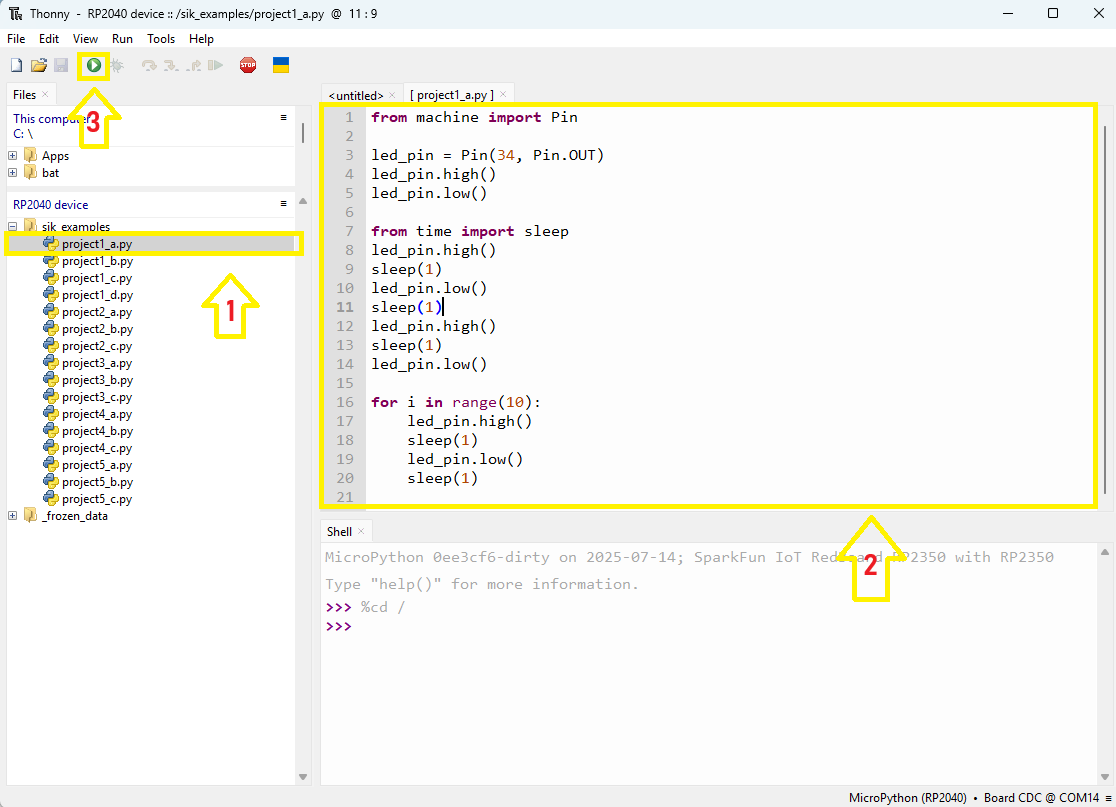 Running an SIK Example in Thonny