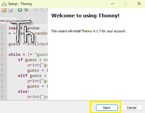 Thonny Installer Wizard Start