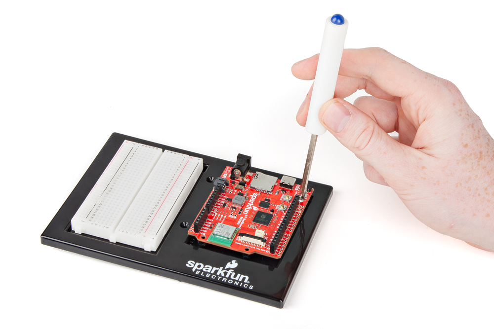 Screw the RedBoard to the baseplate